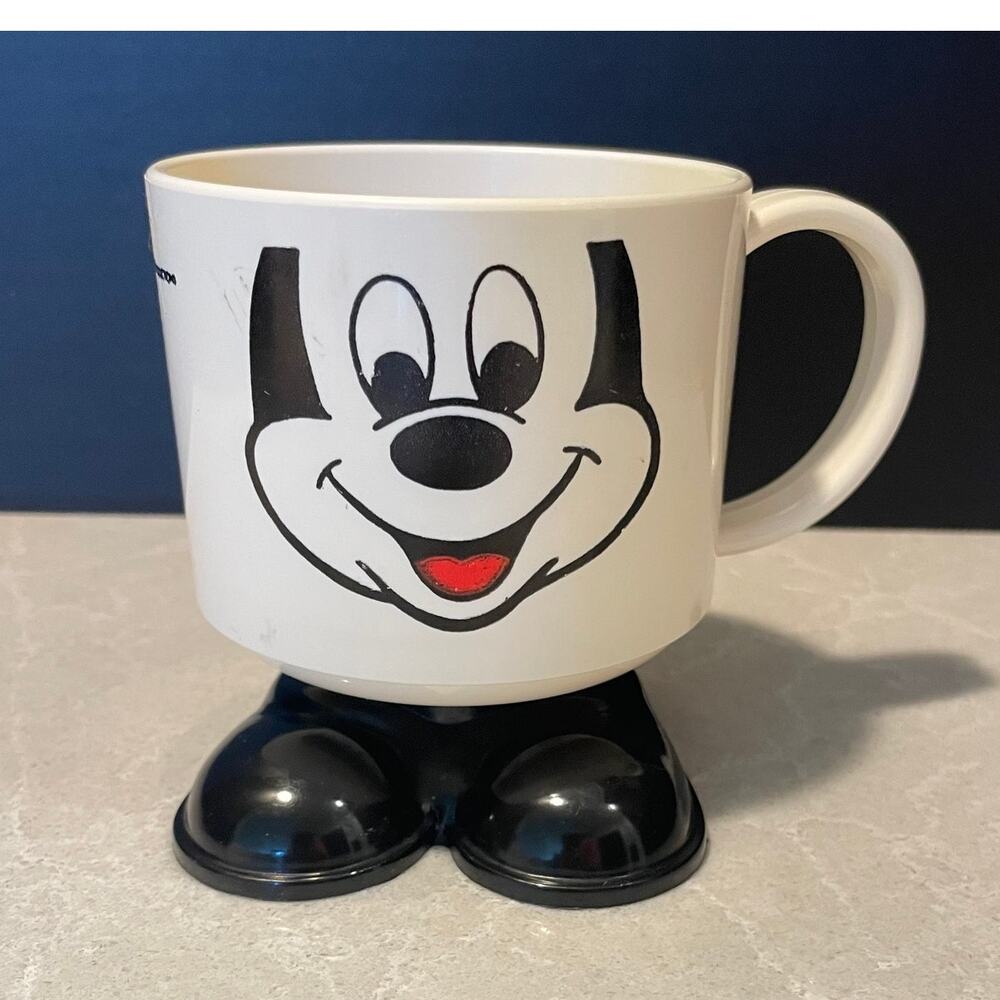 Vintage Mickey Mouse mug with feet Disney character kids cup mickey printed